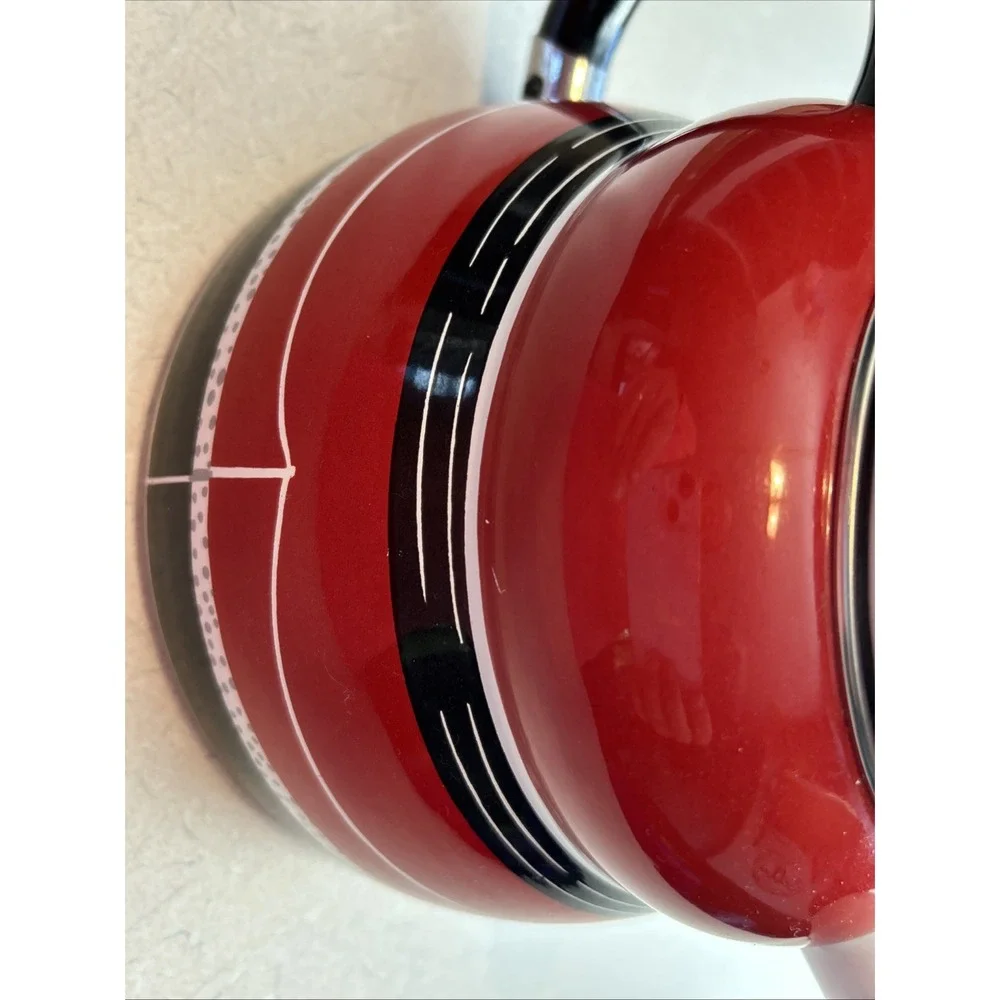 ROSHKO PORCELAIN Enamel on Steel Santa StoveTop Whistle Kettle Pot 3QT Christmas